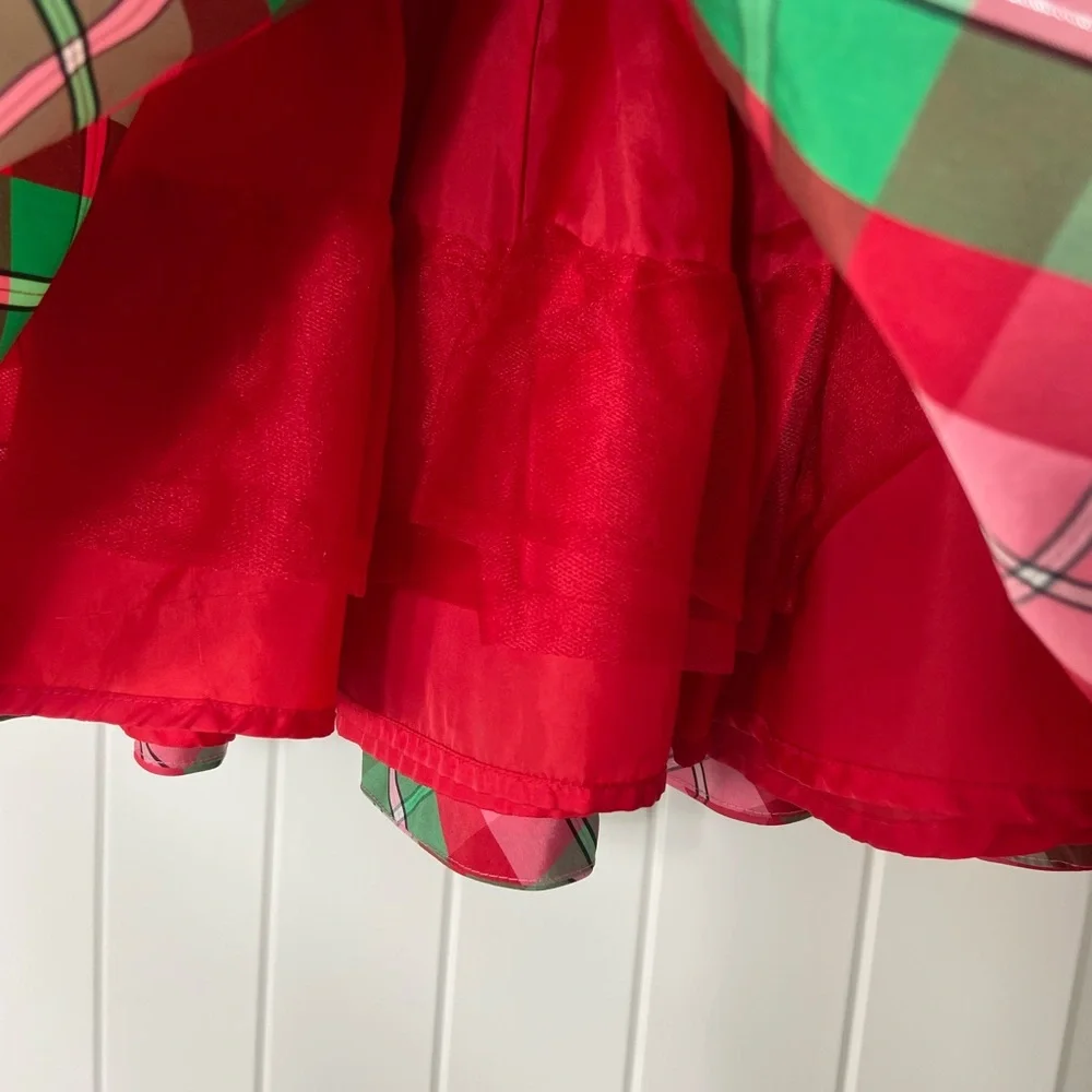 NWOT Oshkosh B’gosh girl’s red pink green checkered plaid pull‎ on lined skirt 5